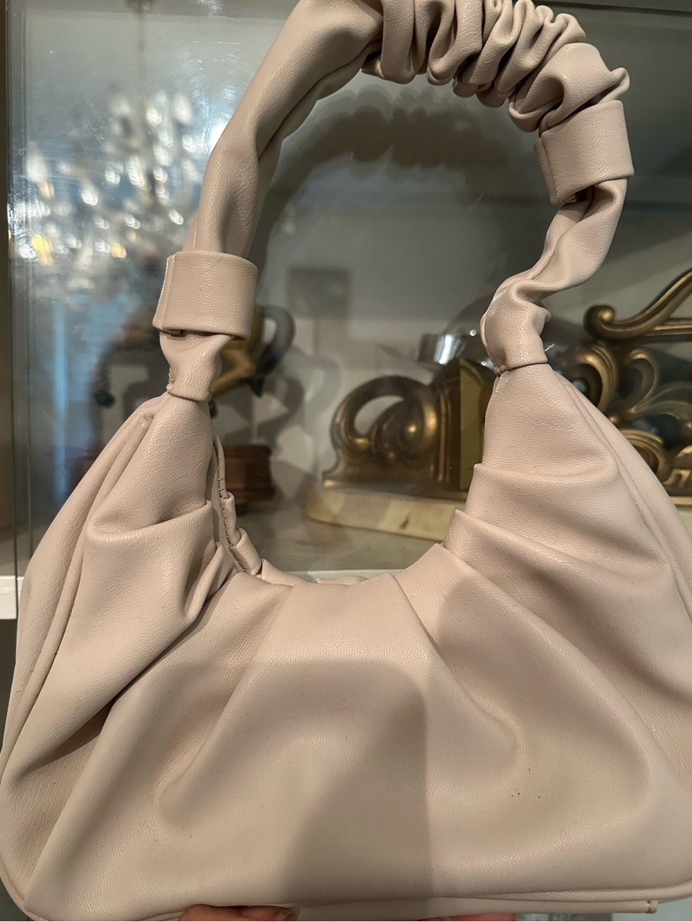 Soft Ruched Shoulder Bag in Light Beige - Minimal Chic